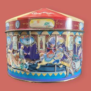 🎠 VTG COCA COLA CAROUSEL CIRCUS FAIR TIN COLLECTIBLE 1997 5.5" DIAMETER